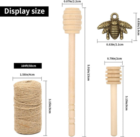 50 Pack Mini 3 Inch Wood Honey Dipper Sticks, Honey Stirrer for Honey Jar, 50 Pieces DIY Crafts