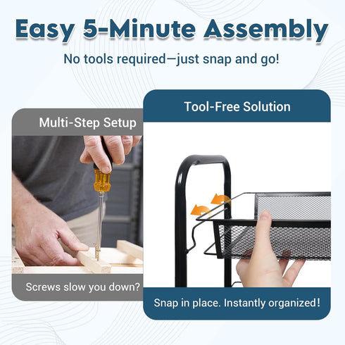 4 LOFTEY Tier Rolling Storage Cart, Small Metal Utility Cart on Wheels, Rolling Organizer Carts for Kitchen, Bathroom