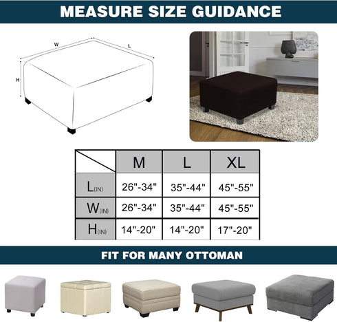 NeColorLife Oversized Square Ottoman Cover,Stretch Ottoman Slipcover,Thick Storage Ottoman Cover,Foot Stool Cover