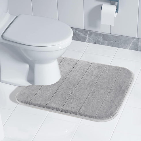 Yimobra Memory Foam Toilet Bath Mat - U-Shaped Commode Contour Rug, 24 X 20 Inches, Grey
