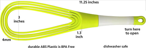 Iconikal 12-Inch Green Collapsible 2-In-1 Balloon/Flat Whisk