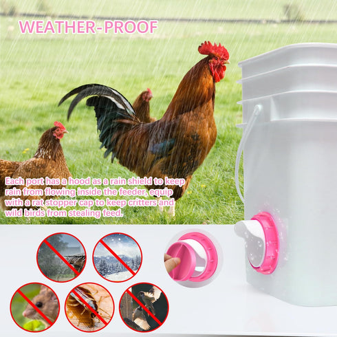 6 Pack 6 1 Chicken Feeder Port, Chicken Feeders No Waste with Lids Drill Bit, DIY Automatic Poultry Feeder Cups Kit