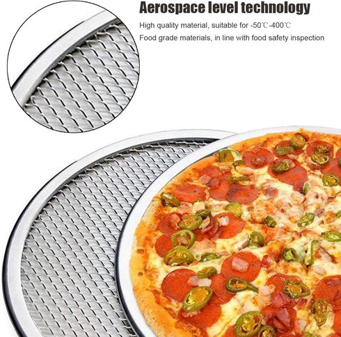 Pizza Screen, 3PCS Aluminum Alloy Seamless Non Stick Mesh Net Baking Tray for Oven, BBQ
