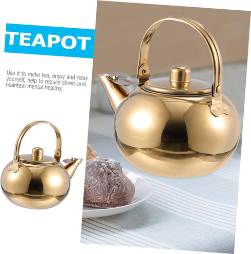 1pc Stainless Steel Pot, Cast Iron Teapot Kettle with Strainer, Large Capacity Stove Top Kettle for Kung Fu Tea