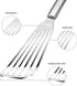 KSENDALO Thin Stainless Steel Fish Spatula, Flexible Slotted Egg Flipper with Angled Blade & Comfortable Grip