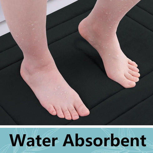 Arotive Memory Foam Bathroom Rug Mat - 30x20 Ultra Soft and Absorbent Bath Mat for Bathroom Floor, Black
