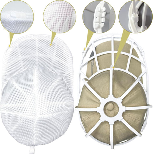 Hat Cleaner - Hat Cage for Washing, Hat Laundry Wash Bags for Baseball Caps, Hat Washer for Washing Machine or Dishwasher, Cap Washer Frame for Flat & Curved Hats by MCHKJ