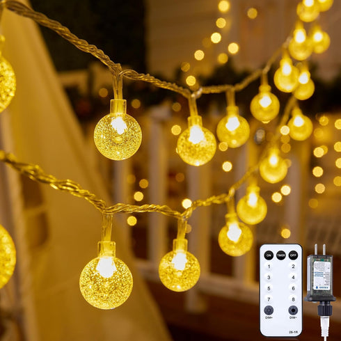 Minetom Globe String Lights - Plug in 33 ft 100 LED Crystal
