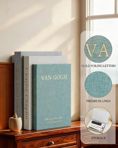 Generic Books-Set 3 WOWO Luxe Linen Decorative of Faux Book with Bookmark, Enhance Your Coffee Table, Bookshelf