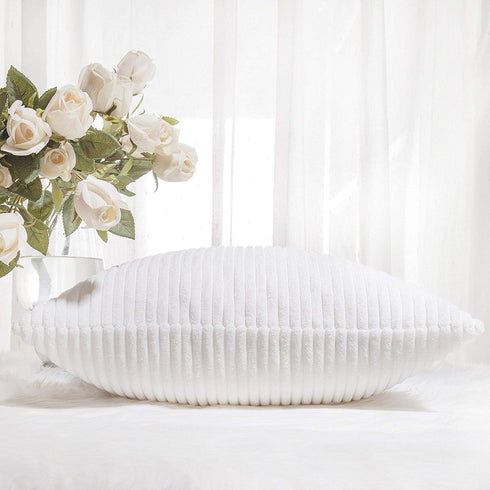 Home Brilliant Striped Corduroy Pillow Cover, 24x24 Euro Throw Pillow Sham for Spring Decor