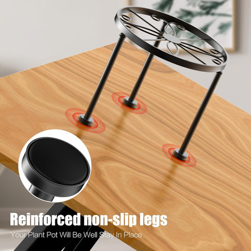 Garden Gifts Plant Lovers Gifts Black Metal Plant Stand with Anti-Slip Base Rustproof Heavy Duty Decorative Round