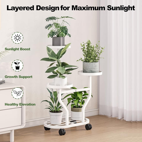 3 3 Plant Stand with Wheels Tier Metal Plant Holder Corner Flower Shelf for Multiple Plants Display Rack for Bedroom