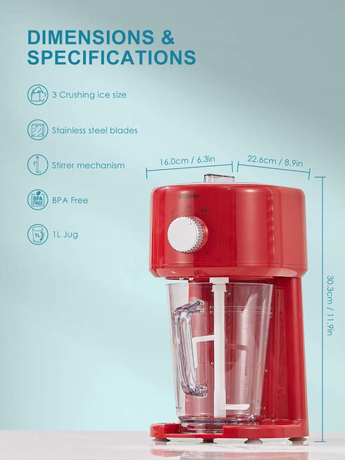 Shaved Ice Machine, Electric Ice Shaver and Snow Cone Machine with Large Capacity Storage, Adjustable Thickness
