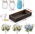 3PCS LUEUR Artificial Flowers Blue Dahlia in Mason Jars with Wood Tray for Dining Table Coffee Table Farmhouse Home