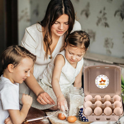 LayHyand 50 Dozen 3x4 12 Count Pcs Vintage Egg Cartons with Labels, Square Egg Basket Blank Natural Paper Pulp