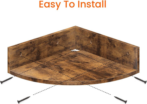 Set 3 3 Homode Corner Shelf Wall Mount, of Floating Corner Shelves with Cord Hole, Tier Wood Wall Display Shelf