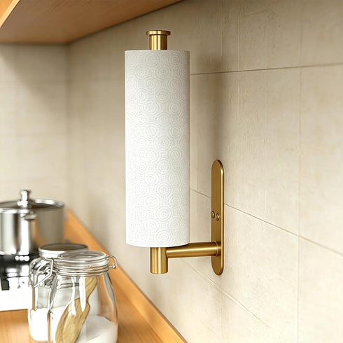 HUFEEOH Adhesive Paper Towel Holder Under Cabinet Wall Mount for Kitchen Paper Towel, Stainless Steel Paper Towel Roll