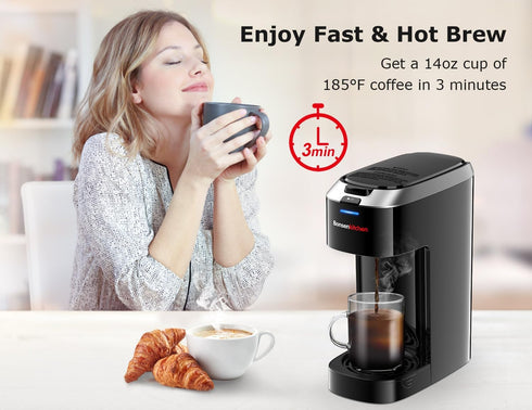 6-14oz 3 6.6" Bonsenkitchen Single Serve Coffee Maker K Cup Pod with Brew Size- Min Fast Brewing Machine with Strength