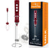 MF02 Rechargeable Milk Frother Handheld Foam Maker with Stainless Whisk for Cappuccino, Viva Red