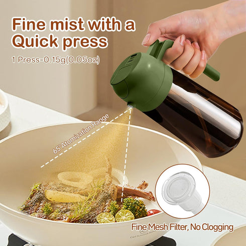 2Pcs 16oz/470ml 2 1 YARRAMATE Dark Brown Oil Sprayer for Cooking with Stickers, Food-grade Premium in Olive Oil