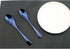 Flatware Set - 18/10 Stainless Steel Mirror Polished Blue Cutlery, 6 Piece Service for 1