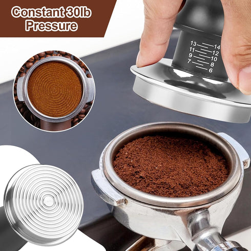 53mm Espresso Tamper Set, Dual-Spring Calibrated Coffee Tamper with WDT Tool and Magnetic Funnel
