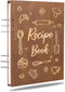 Creawoo Wooden Recipe Book, Personalized Blank Recipe Binder, Hardcover DIY Family Recipes with Colorful Dividers