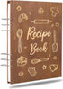 Creawoo Wooden Recipe Book, Personalized Blank Recipe Binder, Hardcover DIY Family Recipes with Colorful Dividers