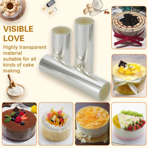 Cake Collars 12 x 39.4 Inch, Transparent Acetate Sheet for Chocolate Mousse Cake Decorating