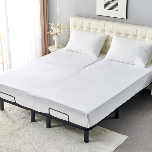 Waterproof Split Top Queen Mattress Protector - Soft Jersey Fitted Cover for Adjustable Bed