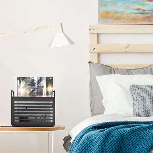 Magazine Rack, File Holder Organizer Bin for Magazines, Books, Newspapers, Tablets in Home Office, Black