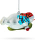 Snowman Glass Christmas Ornament - Gleefully Riding a Sled
