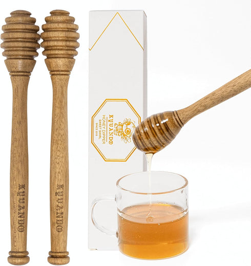 KYVANDO Brazilian Cherry Wood Honey Dipper - Durable & Warp-Resistant, Preserves Honey Purity,