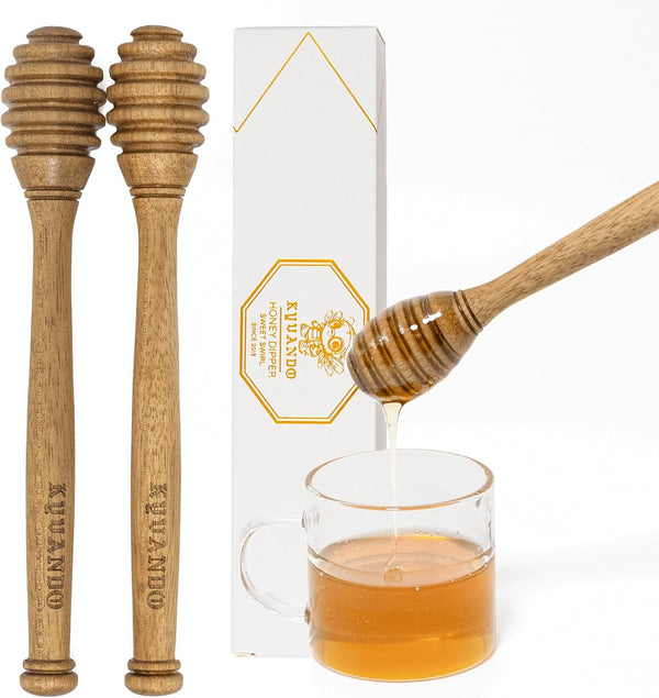 KYVANDO Brazilian Cherry Wood Honey Dipper - Durable & Warp-Resistant, Preserves Honey Purity,