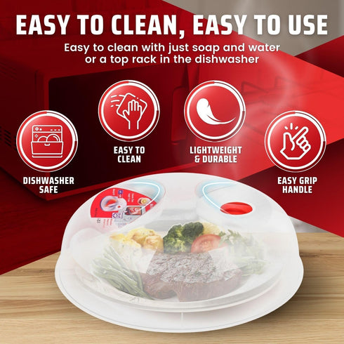 Flexzion 10 Inch Microwave Splatter Cover, BPA-Free, Adjustable Steam Vent, Dishwasher Safe