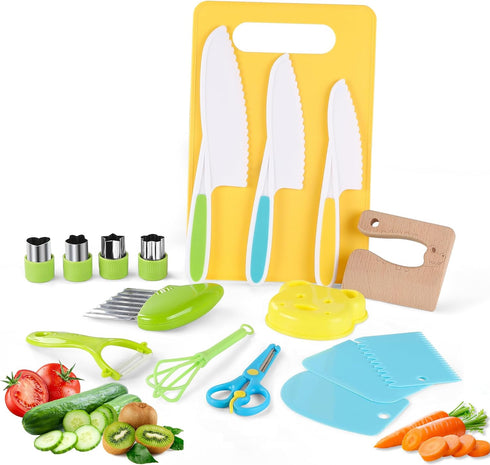 FGASIDYO 16PCS Montessori Kitchen Tools Cookware Baking Toy, Toddler Baking Set for Real