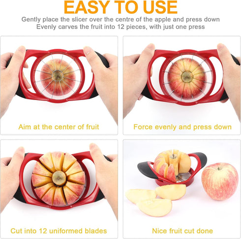 Aovchei 4.72 Inch 12 1 2 1 Super Sharp Stainless Steel Blades Apple Slicer, Corer and Divider, Super Sharp Peeler