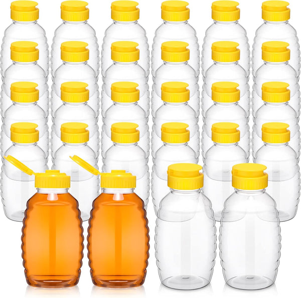 24 Pcs Clear Plastic Honey Bottles Plastic Skep Style Jar Honey Squeeze