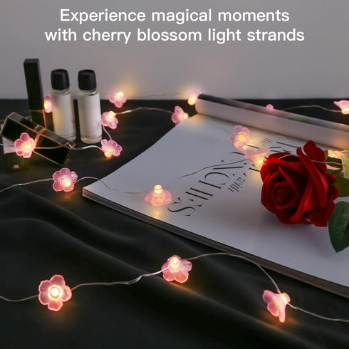 12.8 40 suddus Cherry Blossom Lights, ft LED Flower String Lights Battery Operated with Remote, Pink Fairy Light