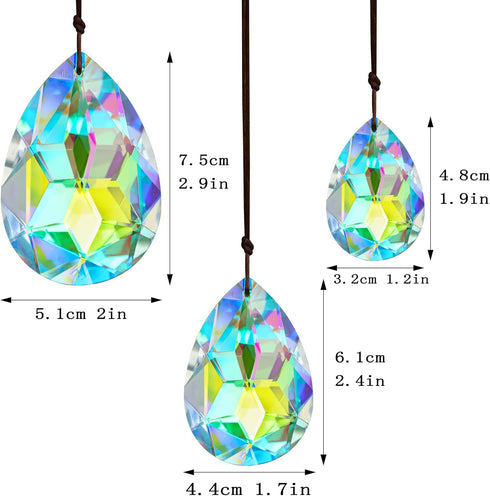 3Pcs 2/2.5/3 inch Crystal Prisms Sun Catchers Chandelier Colorful Bauhinia Ornament Pendants Rainbow Maker Suncatchers