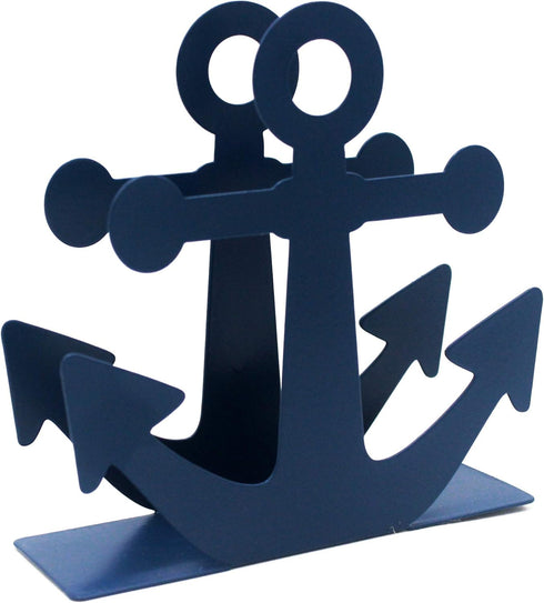 BetyHom Vintage Metal Nautical Anchor Napkin Holder in Blue