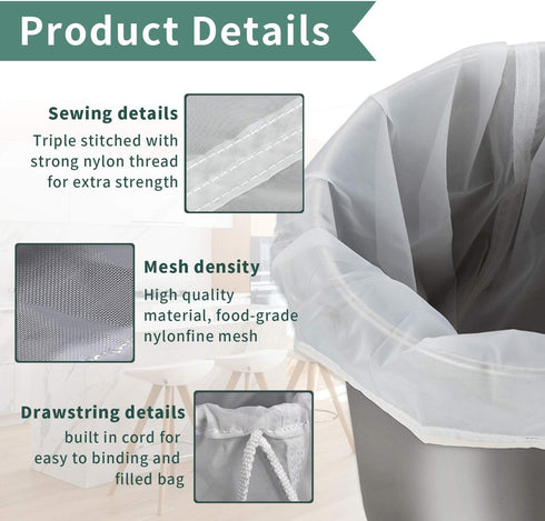12"x18" Nylon Mesh Strainer Bags - 180 Micron for Almond Nut Milk, Greek Yogurt, Home Brewing