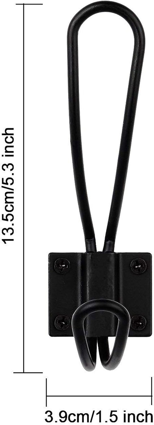 Rustic Entryway Hooks, 10 Pack Black Wall Mounted Vintage Double Coat Hangers with Large Metal Screws