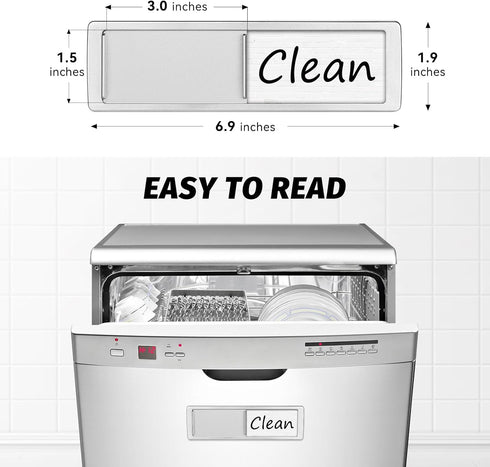 Dishwasher Magnet Clean Dirty Sign Shutter Only Changes When You Push It Non-Scratching Strong Magnet or 3M Adhesive Options Indicator Tells Whether Dishes are Clean or Dirty (Tiles White/Black)