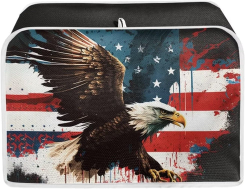 Bald Eagle Toaster Cover 4 Slice Wide Slot, Kitchen Decor Accessories, American Flag Patriotic Toaster Oven