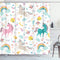 Emvency Shower Curtain - Kids Rainbow Blue Pattern Unicorns, Pink Baby Girl, Waterproof Polyester Fabric