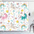Emvency Shower Curtain - Kids Rainbow Blue Pattern Unicorns, Pink Baby Girl, Waterproof Polyester Fabric