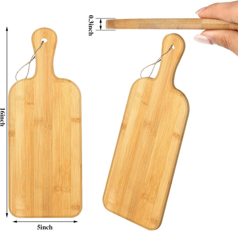 12 Packs Set Bread(Bamboo,16 5 Inch) Patelai Wooden Cutting Board with Handles Large Kitchen Serving Plain Chopping