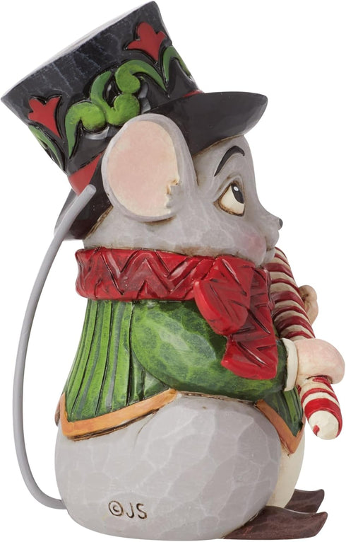 Enesco Jim Shore Heartwood Creek Christmas Mouse with Top Hat Miniature Figurine, Hand Painted Collectible, 3.74 Inch