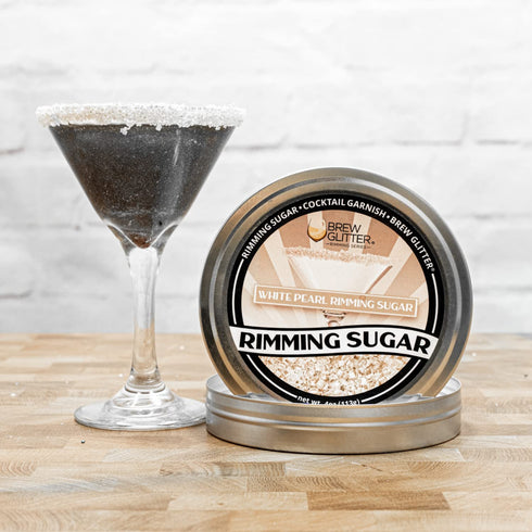 Rimming (4oz, 1x Brew Glitter - White Sugar Bar Tin) Cocktail Garnish for Mixed Drinks & Refreshments
